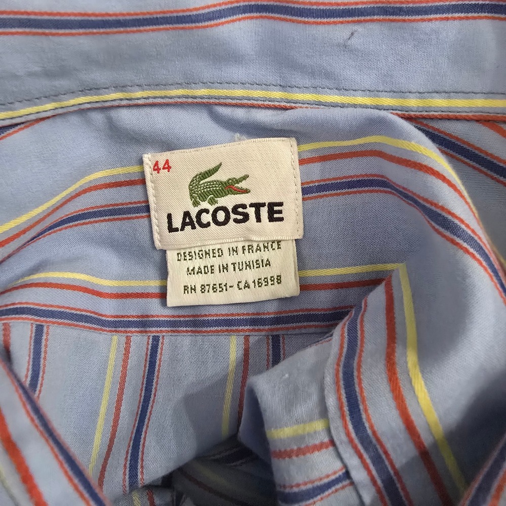 Lacoste Mens Striped Long Sleeve Button Down Size XL Blue Red Yellow Classic Fit - Picture 4 of 7